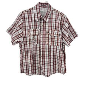Columbia PFG Omni shade vented fishing shirt red plaid short sleeve large NEW